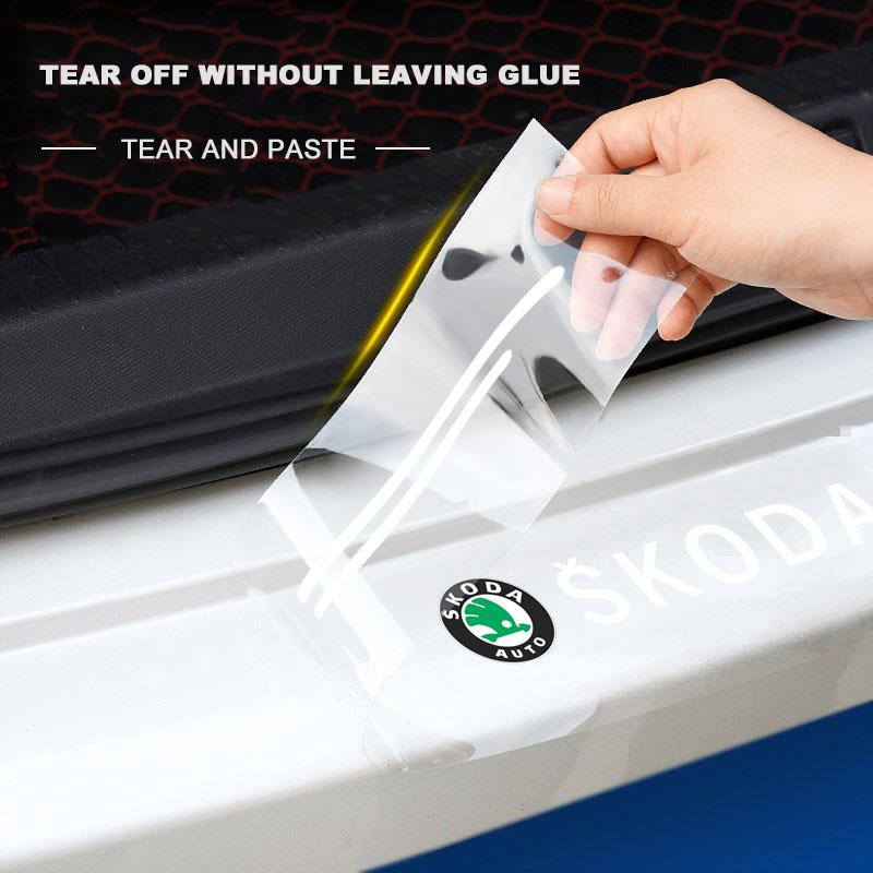 4Pc Car Threshold Protector Transparent Decorative Badge 3D Sticker For Skoda Octavia Superb Rapid Kodiaq Karoq Fabia Kamiq Roomster Citigo