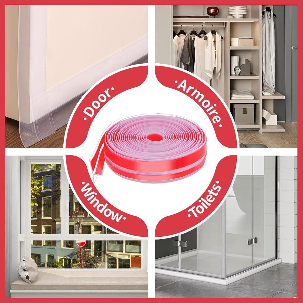 T-Shaped Silicone Self-Adhesive Door Gap Seal: Windproof & Soundproofing for Glass Doors & Windows
