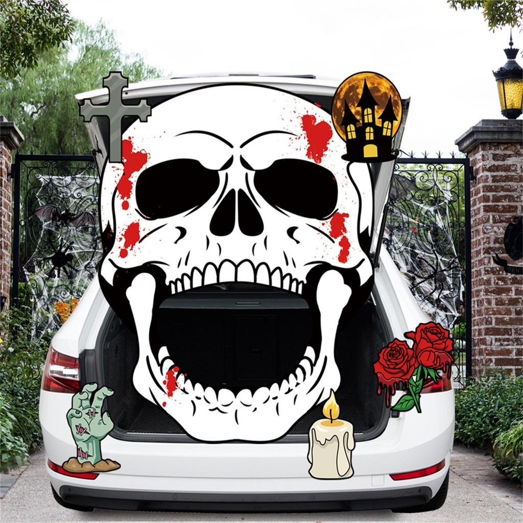 Decorations Kit - Halloween Car Decorations For SUV, Scary Witch Face Sticker Car Decor For Outdoor Garage Archway Door Wall Window Haunt