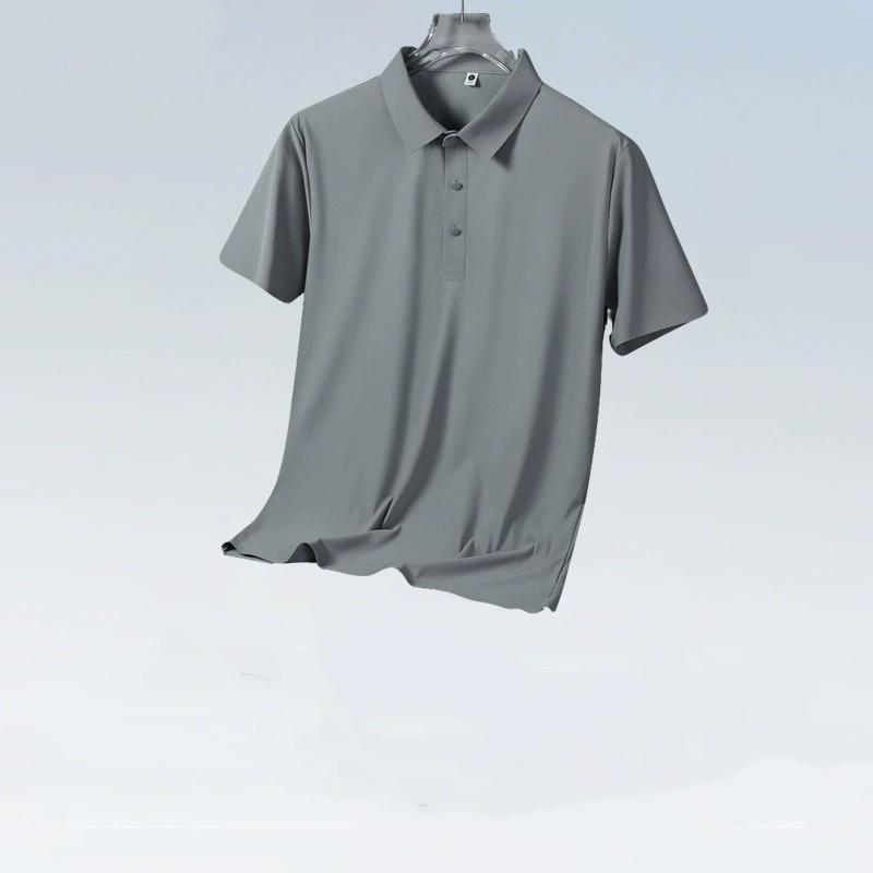Ice Silk Cool Polo Shirt Men s Summer Casual Business Breathable Lapel Short-sleeved T-shirt Dad Ice Silk Polo Shirt S