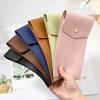 Pencilcase Faux Leather Large Capacity Multi-Slot Pouch - Pure Color Stationery Organizer / Pen Protective Case