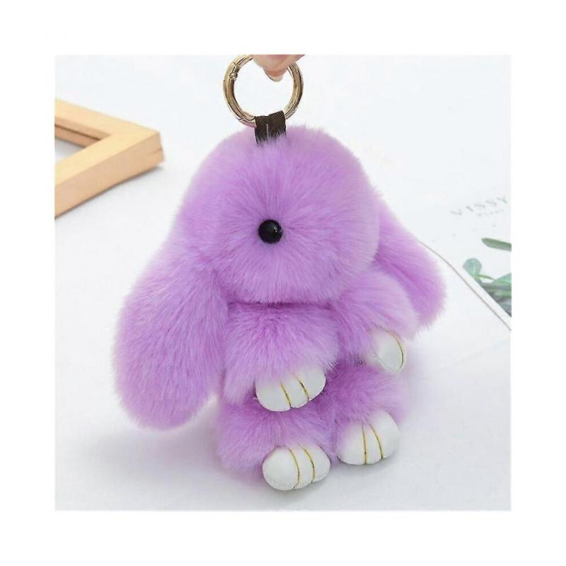 Adorable Fur Bunny Fluffy Rabbit Plush Toy Keyring Bag Charm Pendant Keychain