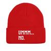 UMMM... NO" Print Knit Cap Beanie, White Text Skullies Beanies Soft Candy Color Simple Headwear Knitted Cap Beanie