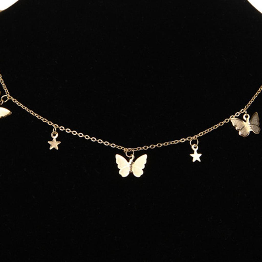 Exquisite Multilayer Pendant Butterfly Necklace, Women Ladies Dainty Choker Chain, Boho Jewelry
