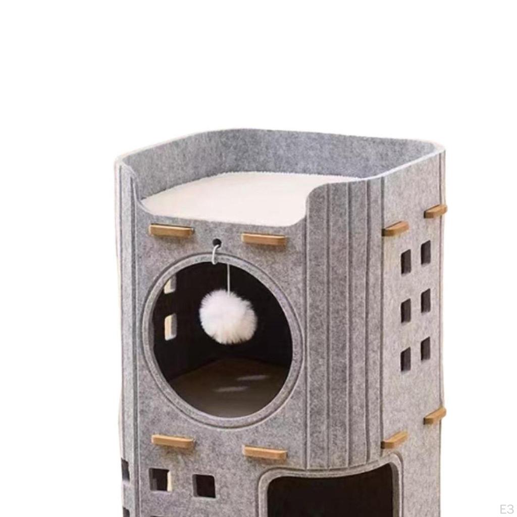 Katzenbett Höhle Haus Versteckmöbel Haushalt Mehrschichtig mit Spielzeug für Kätzchen Spielen Indoor