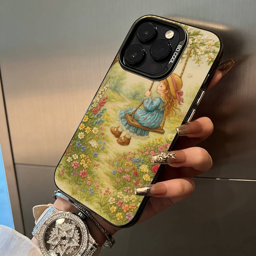 

Sarah K-Kay Girl Colorful For iPhone 17 16 15 14 13 12 11 Pro Max XS 17 Air Silicone Colored Silver Bumper Cover iPhone12