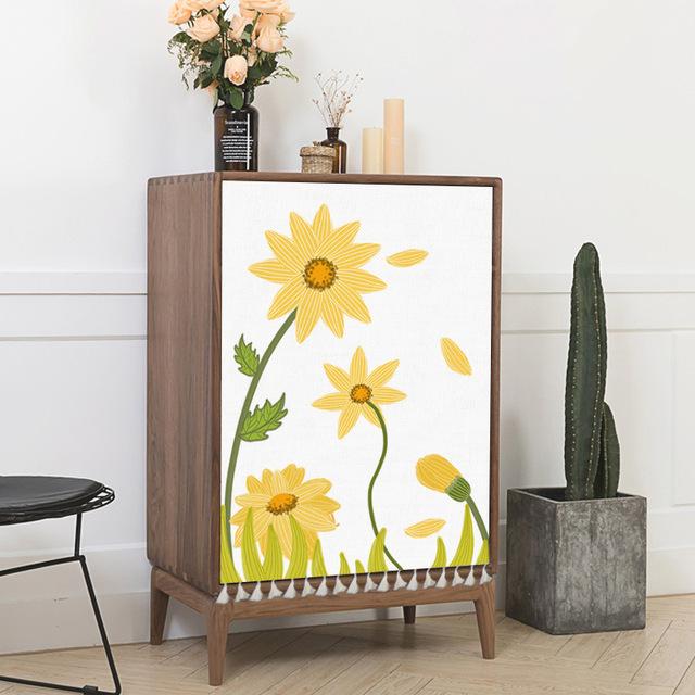 Slunečnicové závěsy odolné proti prachu Záclony do skříně Poloviční závěsy se střapcem Potah šatní skříně Pratelný do kuchyně