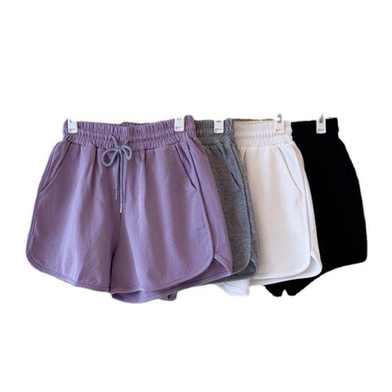 Sommer-Sport-Shorts für Damen, hohe Taille, atmungsaktiv, weites Bein, Hotpants mit Taschen für lässige Aktivkleidung