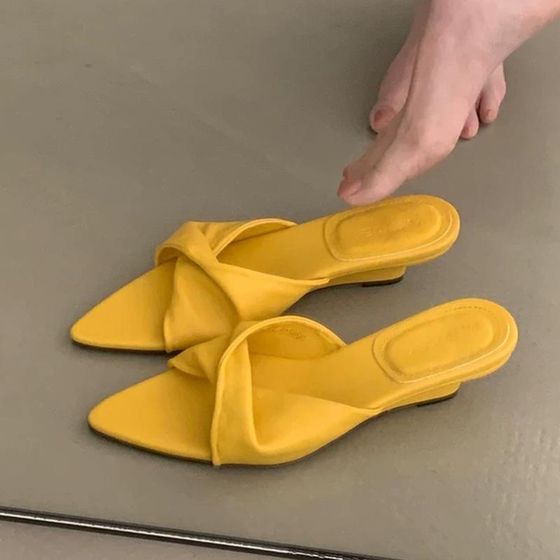 Fashion Pointed Toe Women Slippers Wedges Fashion Dress Shoes Summer Luxury Sexy Woman Sandals 2025 New Designer Slides Femme Zapatos