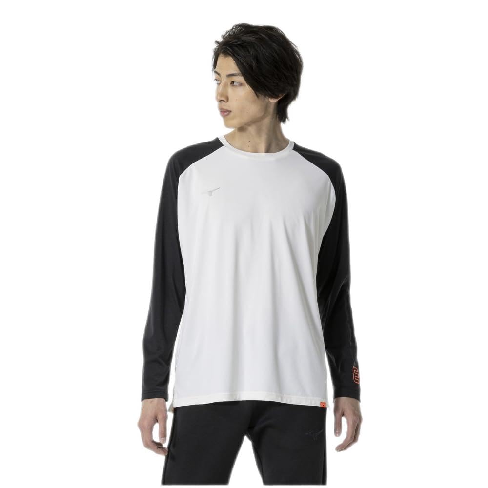 Mizuno Snow White Long Sleeve Training Size S Men's Moché T-Shirt, (32MAA511), Moisture-Wicking, Quick-Drying