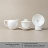 Premium White Porcelain Yangzhi Jade Kung Fu Tea Set with Three-Talent Lid Bowl, Gong Dao Bei, Tea Sea, and Customizable Tea Cups.