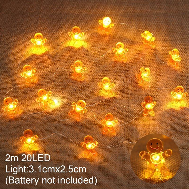 Snowman Christmas LED Garland String Light Merry Christmas Decorations For Home 2026 Xmas Tree Ornament Navidad New Year Gifts