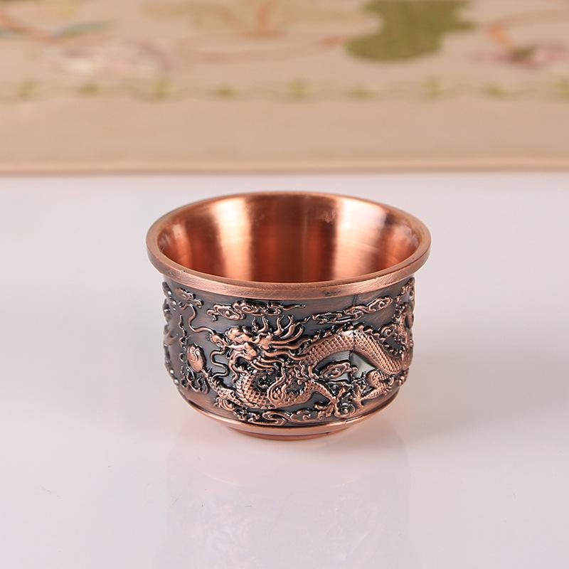 High-grade Bronze Kung Fu Tea Set Teacup Chinese Wedding Banquet Wine Set Dragon and Phoenix Tea Set Business Gift