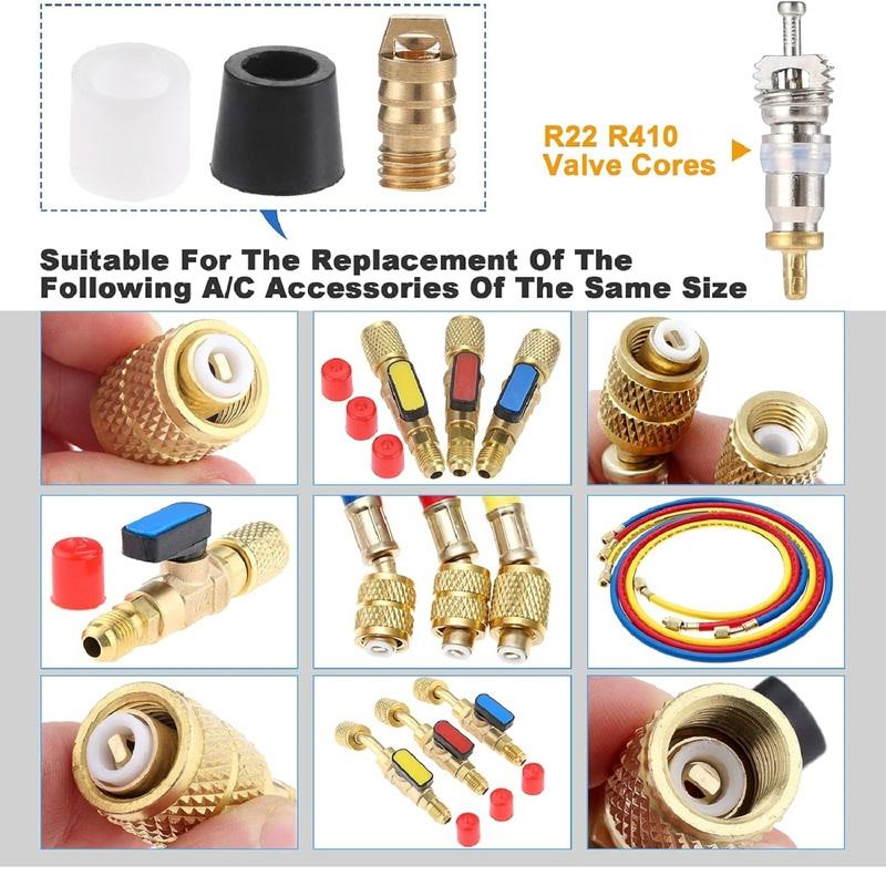 51Pcs of Box R22 R410 Air Conditioning Valve Core Kit Car A/C Refrigeration Tire Valve Stem Cores Hose Gaskets Assortment Kits