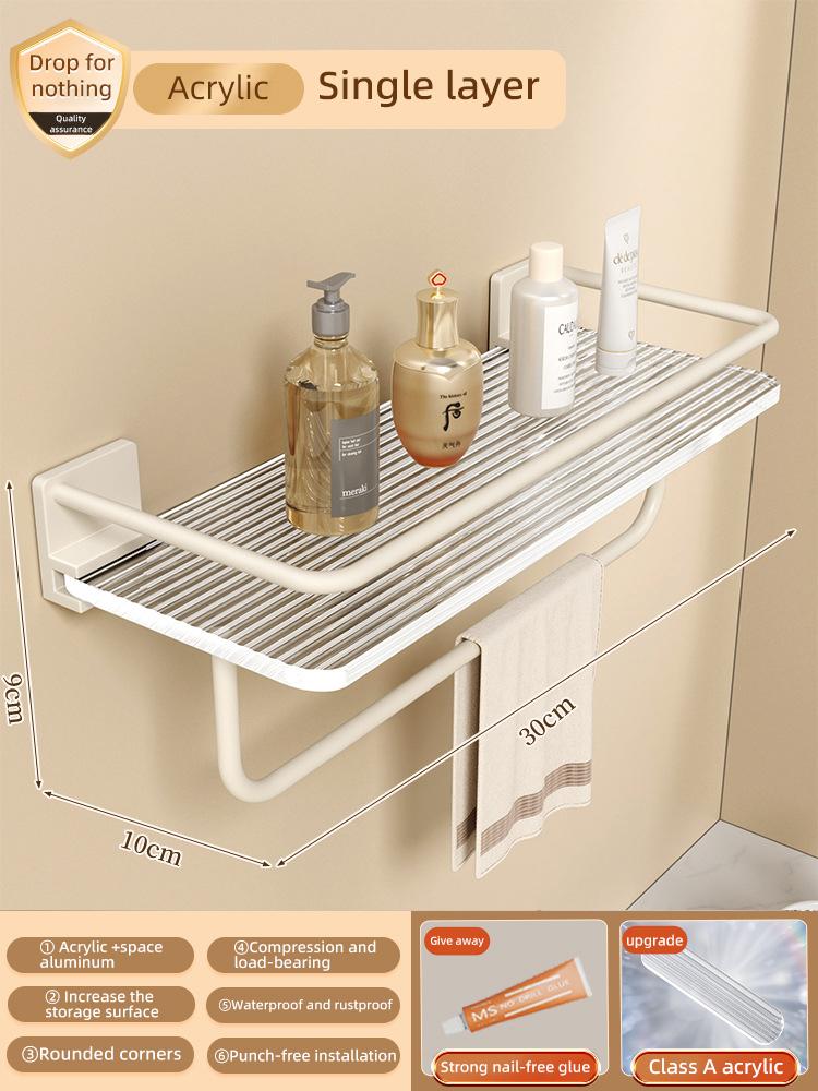 Acrylic Transparent Wall Storage Rack Cosmetic Makeup Storage Tray Shampoo Rack Shower Shelf Bathroom Accessories No Drill Shelf