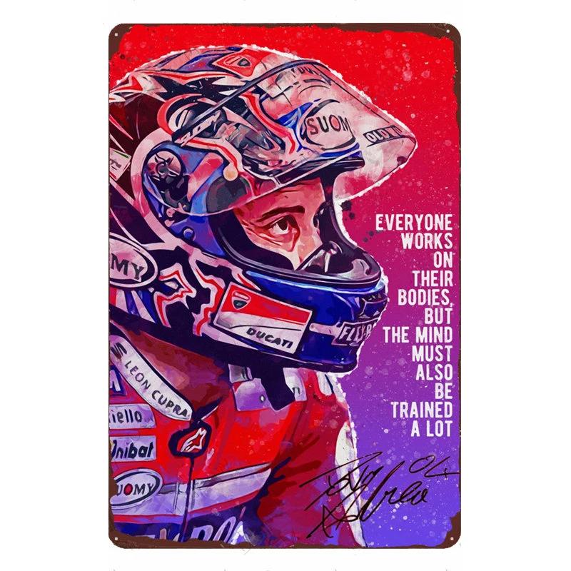 Motorradfahrer Klassischer Sport Rennsport Blechschild Vintage Metallposter Dekor Man Cave Garage Wandschilder Kunstplaketten Blechschild