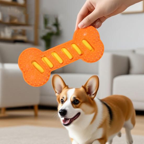 Haustierspielzeug mit Geräusch Beiß-Kauspielzeug mit Partikeln Massiert das Zahnfleisch Reinigt Zahnstein Hundespielzeug Langlebiges TPR Interaktives Spielzeug