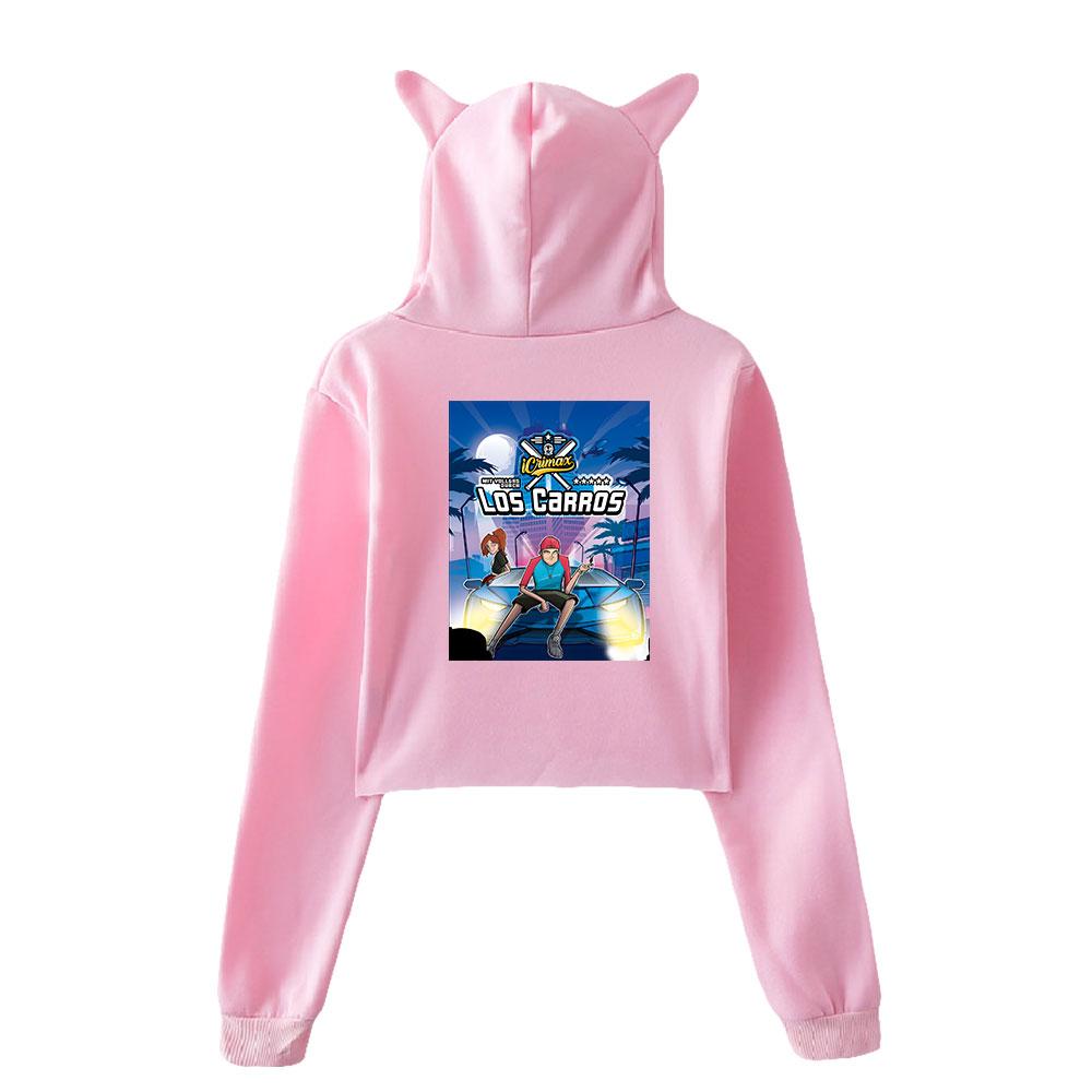 Cat Ear Hoodies Sweatshirt Icrimax for Women Sexy Pink Color Fashion Autumn Streetwear Cool Clothes