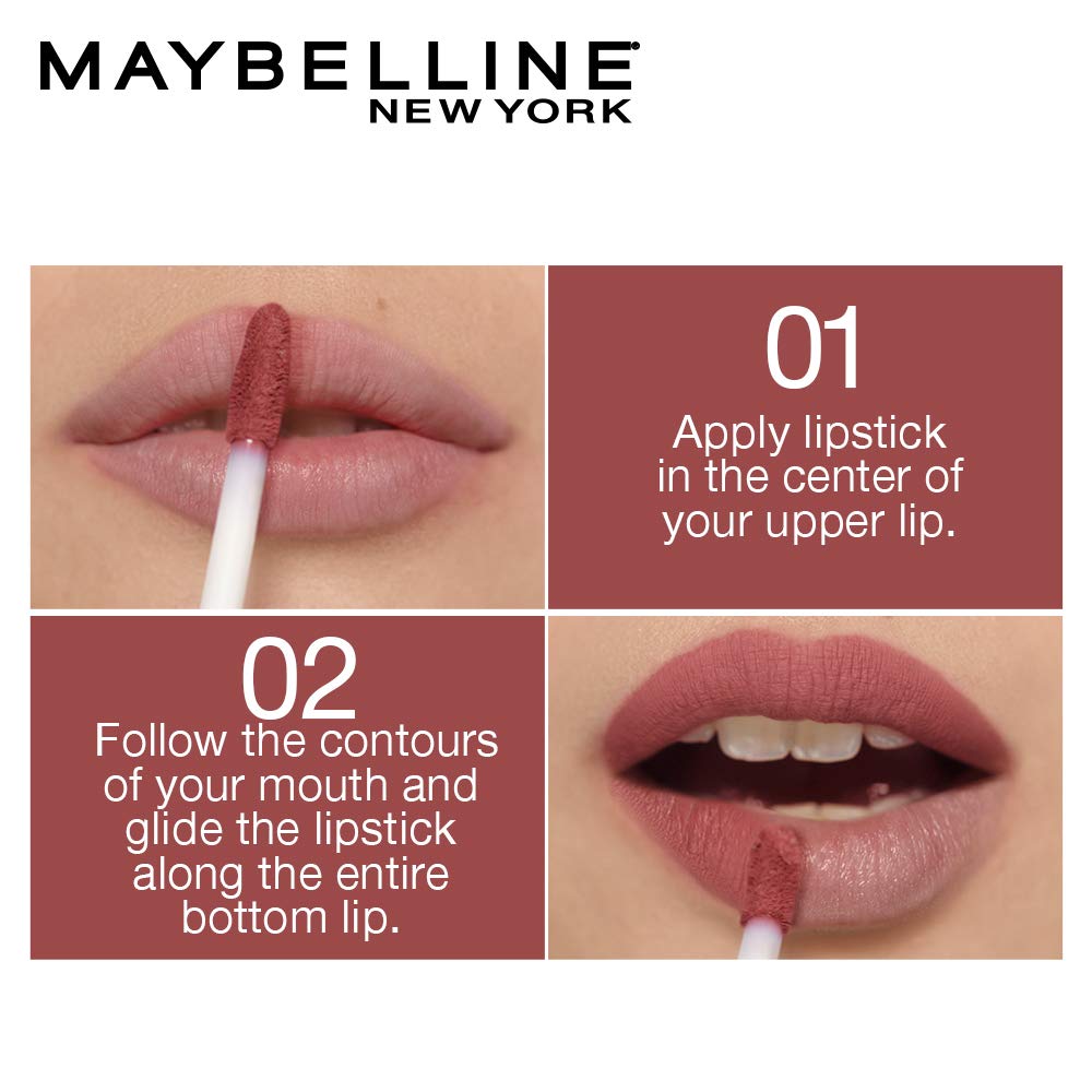 Maybelline New York Sensational Liquid Matte Lipstick 03 Flush It Red 7ml Lightweight Non-Sticky Non-Drying