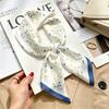 Commuter elegant flower silk scarf women's contrasting color retro printing satin scarf shirt with multi-purpose decorative small scarf