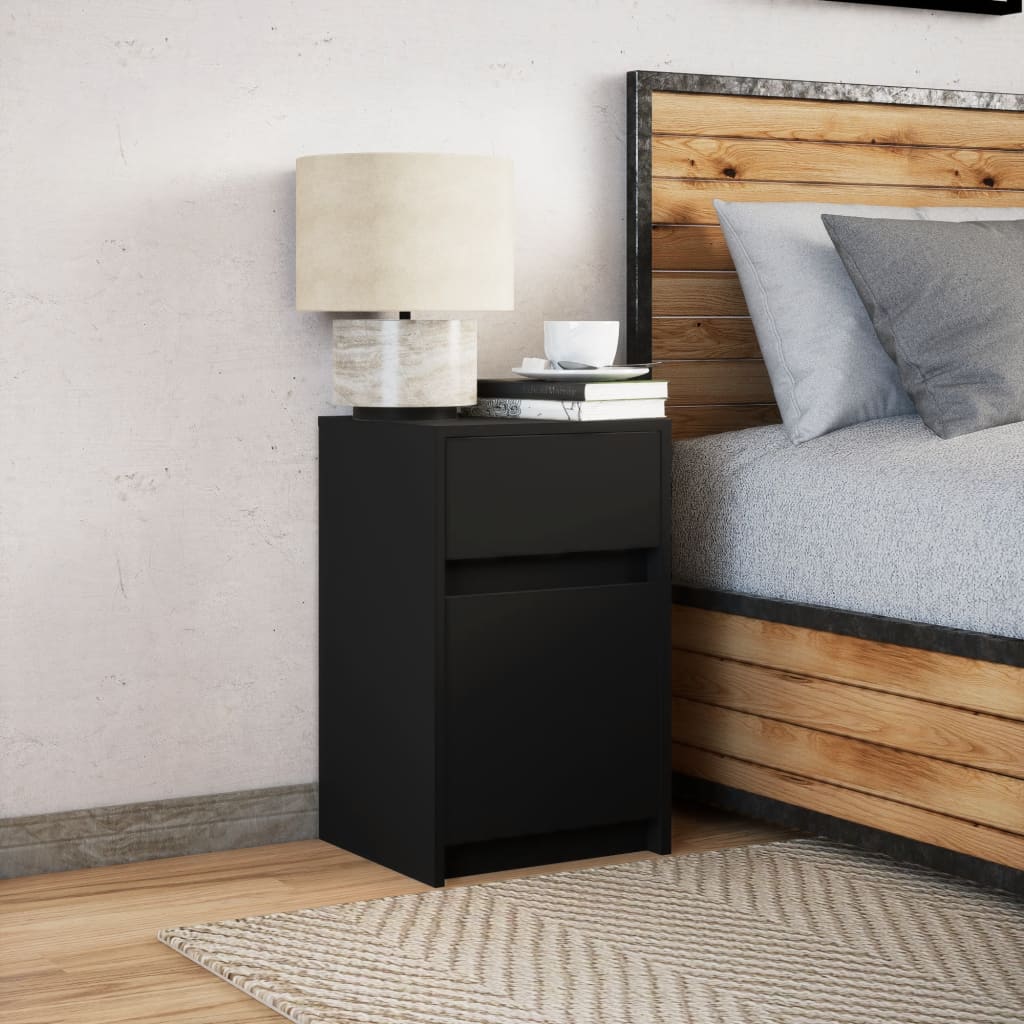 Vidaxl LED Nightstand, Black, Wood-Based Material