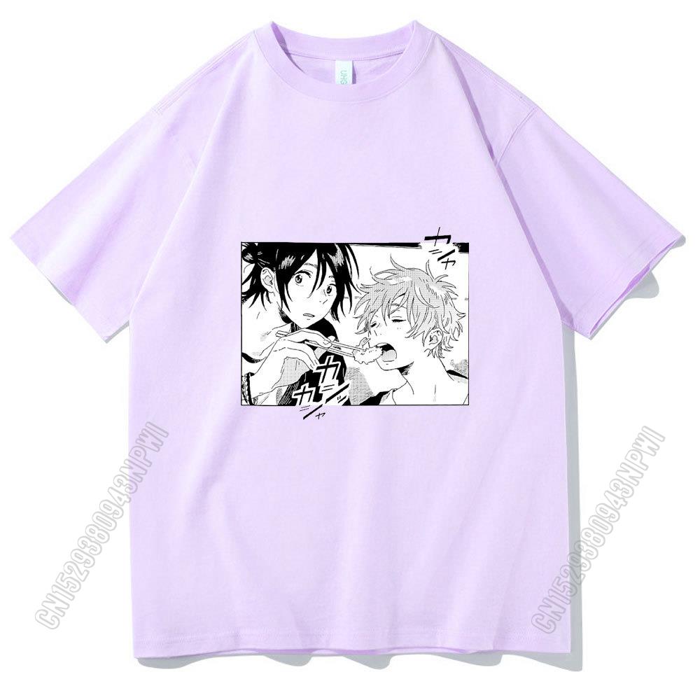New Anime Umibe No Etranger T-Shirt Hashimoto Shun And Chihana Mio Print Tshirt Men Women 100% Cotton Kawaii Tee Short Sleeve