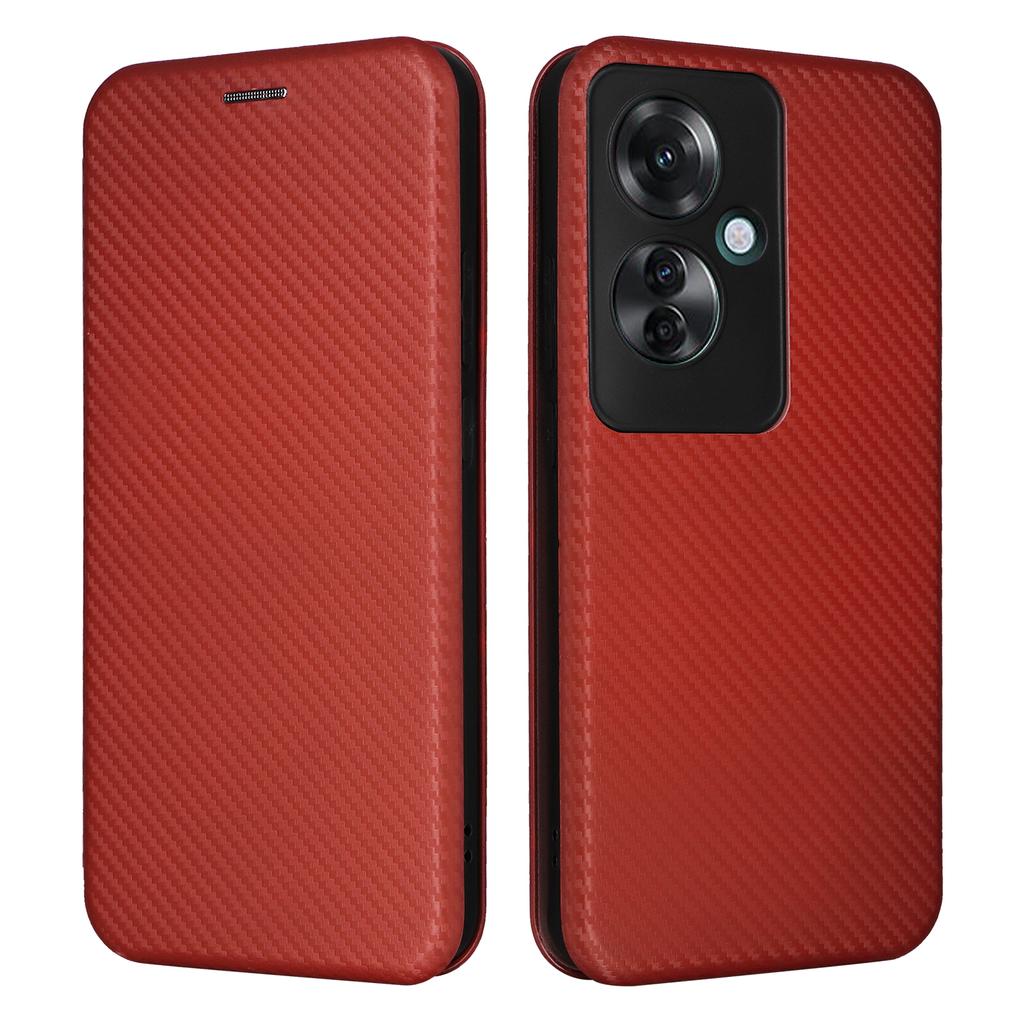 For Oppo Reno11 F 5G Phone Case Magnetic Carbon Fiber Texture Leather Flip Cover Full Protection