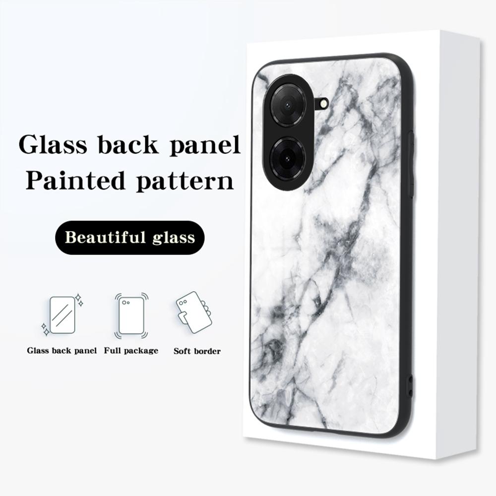 

For Xiaomi Poco C71 4G/Redmi A5 4G (171.7mm) Case Marble Pattern Tempered Glass+PC+TPU Protective Phone Cover Flying Pigeon Marble