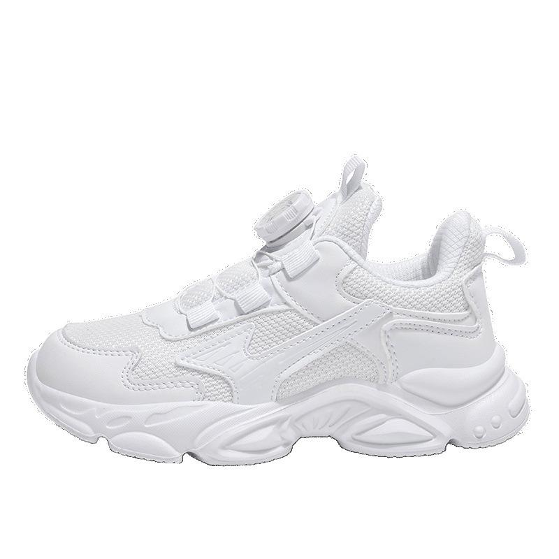 Middle school children's students travel shoes children's white sports shoes boys' white shoes rotating button running shoes girls' shoes