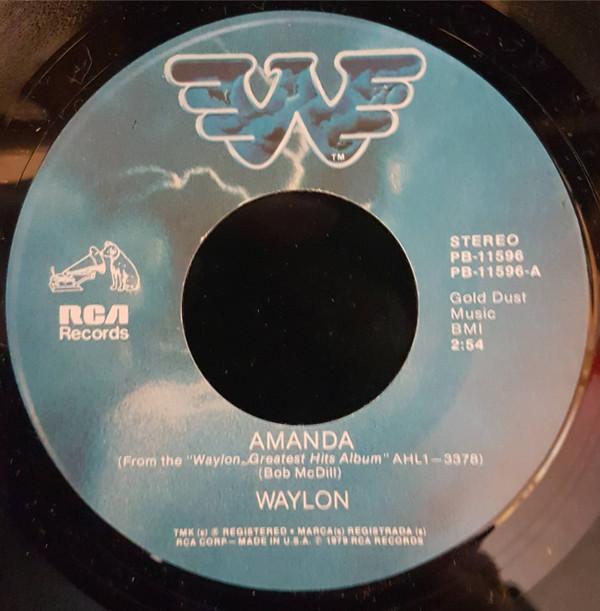 

7inch Record WAYLON JENNINGS Amanda PB11596 RCA 1979 Canada CountryFolk Used