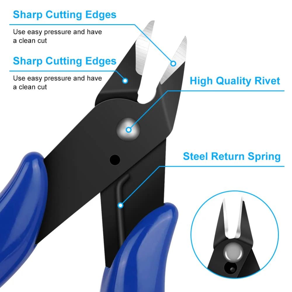 Wire Cutters, Spring-loaded CRV Steel Diagonal Flush Cutters for Electrical & Home Use–Heavy Duty Precision Side Cutting Pliers