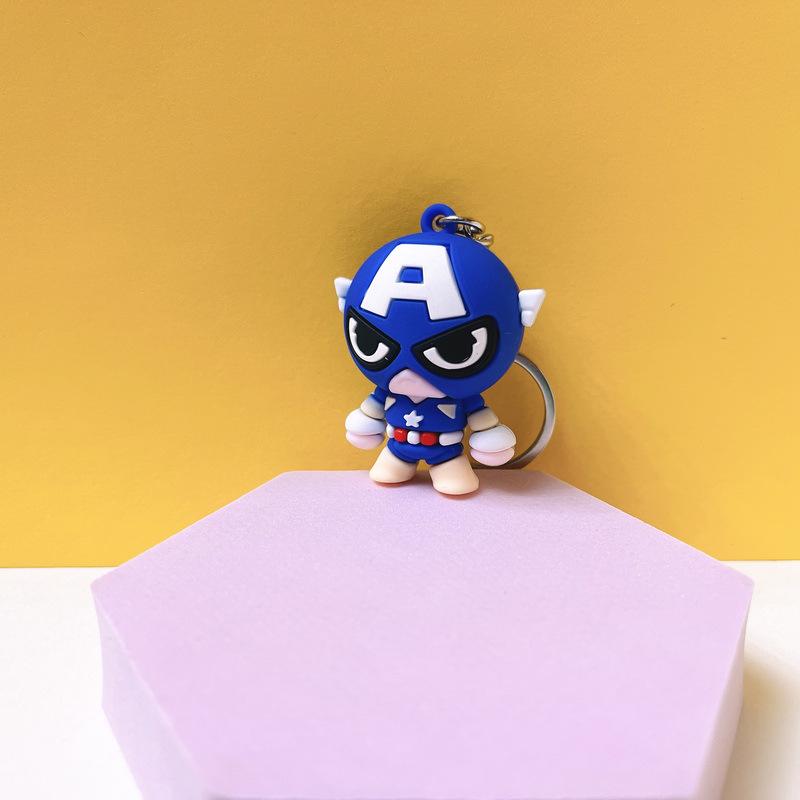 Marvel Superheroes Q Version: Captain America, Iron Man, Spider-Man, Batman Keychain