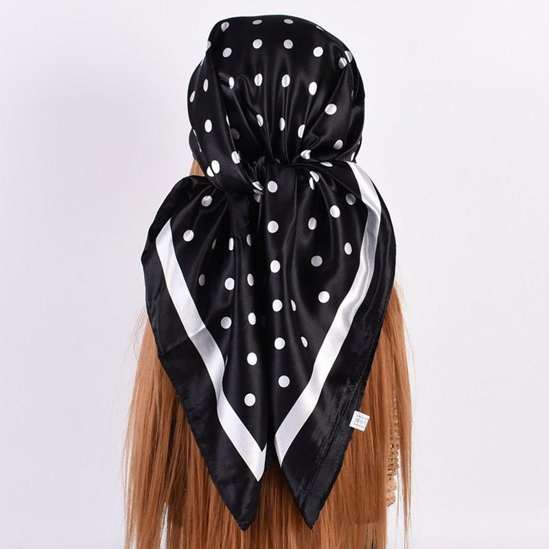 Head Scarf Women Luxury Brand 90×90cm Silk Square Scarf Satin Bandana Cheveux Soft Neckerchief Hijab Hair Scarves For Ladies