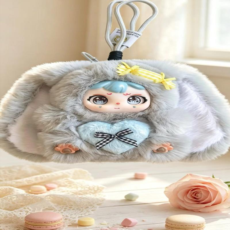 Cute Plush Bunny Pendant With Kawaii Vinyl Doll Face Doll Soft Fluffy Cute Pendant Hanging Surprise Gift
