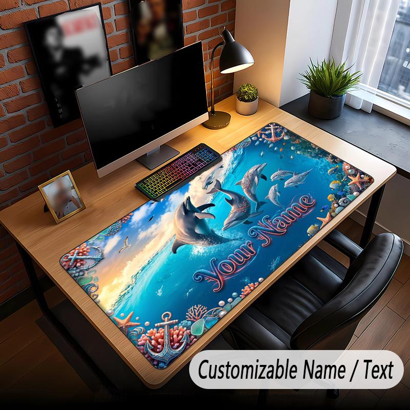 Fish Ocean Theme Custom Mouse Pad Personalized With Name Text Customized Desk Mat For Office Home Decor