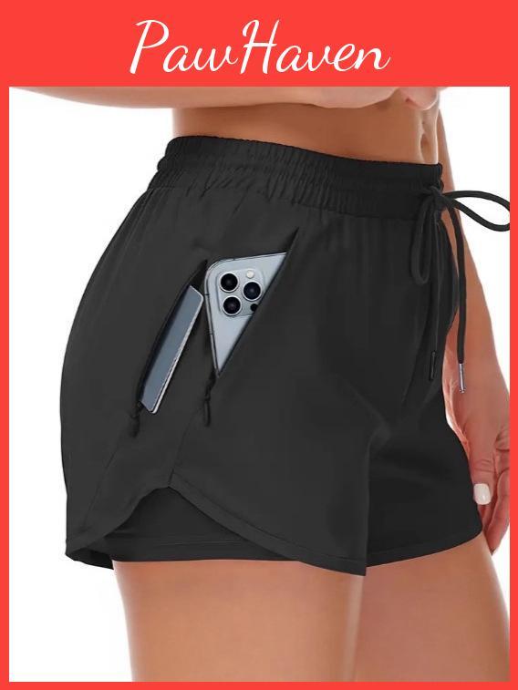 Womens Quickdry Lightweight 5" Running Shorts With Zipper