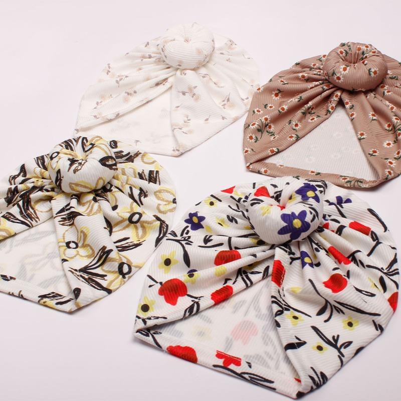 Neuer floraler Kinderhut, bedruckter Donut-Baby-Indianer-Überzieher, weicher und bequemer Babyhut