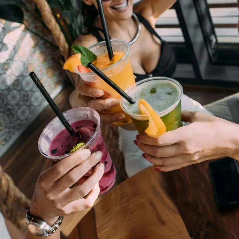 400ML  12oz 100 Cups TPE Plastic Coffee Cups Clear, Disposable Cups for Tea,smoothies Sodas and Mixed Drinks