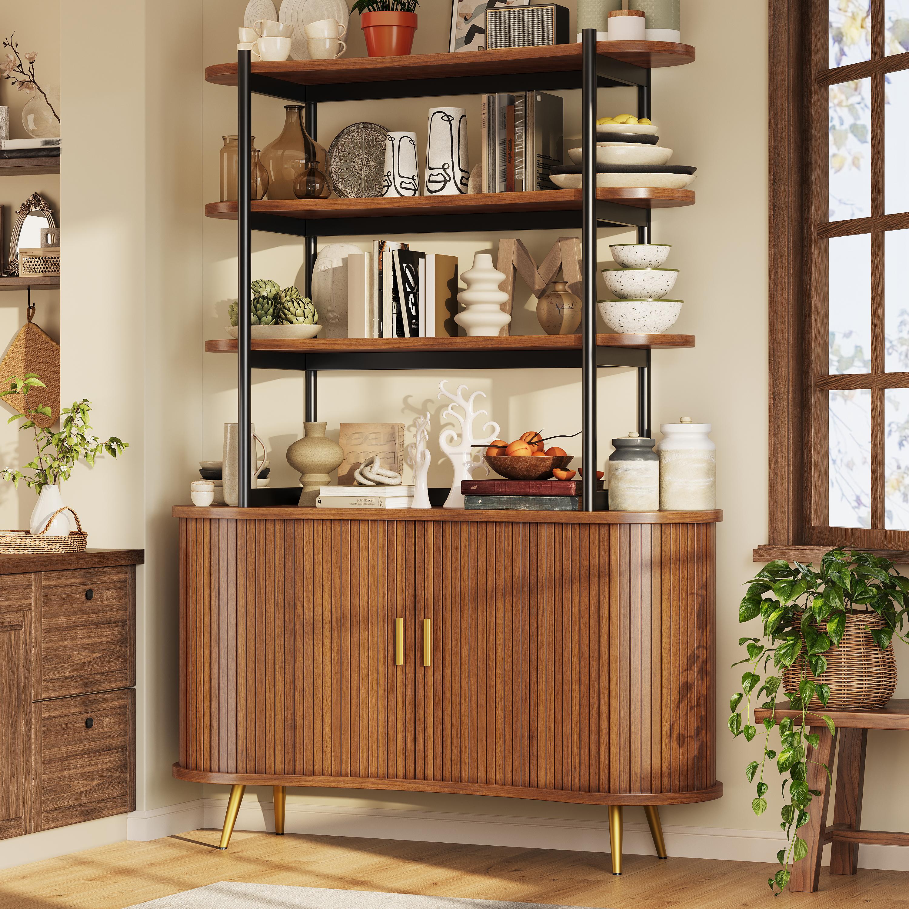 Sideboard with Roller Doors, 4-Tier Open