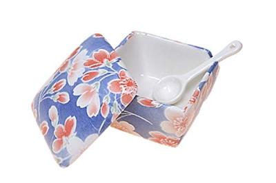 Condiment Made In with Condiment Container with Commercial ACSWEBSHOP Original Sakura-dyed Container, Japan, Ceramic, Spoon, Ichimi, Salt, Sansho,