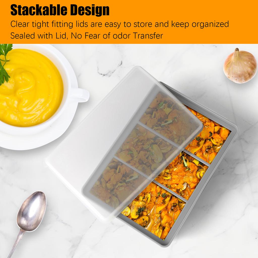 2 Stück Silikon-Gefrierbehälter mit Deckel Lebensmittel-Gefrierbehälter Silikon Eiswürfel-Gefrierform Gefrieren Aufbewahren Suppe Soße Brühe Rest