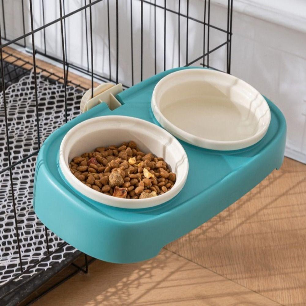 Multi Functional Slanted Pet Feeding Bowl Anti-Flip Detachable Cat Double Bowl Wall-mountable Cat Food Bowl Multi-Pet