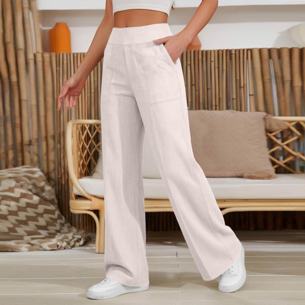 Women's Casual And Fashionable Color Loose Pants With Pocketes