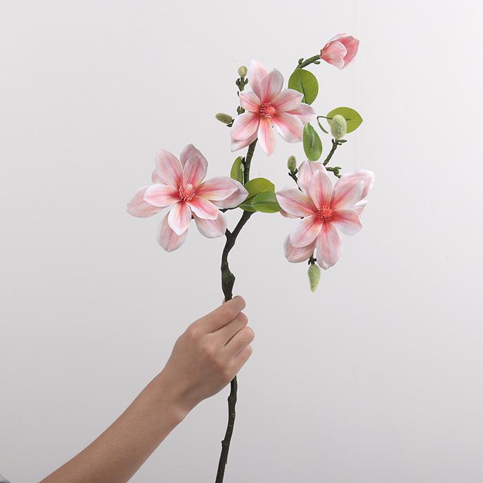 High-End Lifelike Magnolia Artificial Flower Ornaments for Living Room & Dining Table Decor