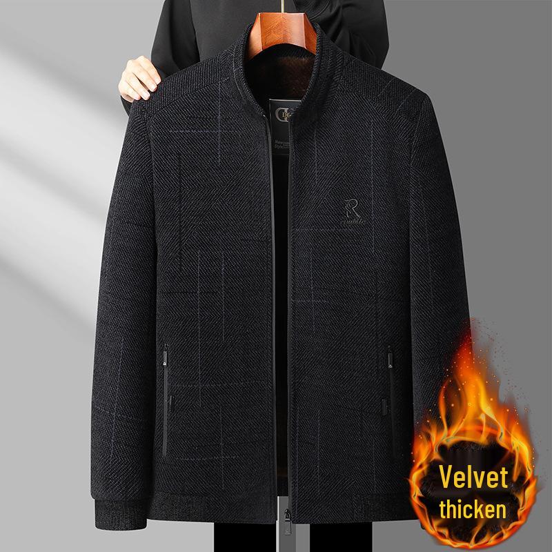 Dad's Fleece-Lined Winter Coat for Middle-Aged & Elderly Men - Warm Cotton Jacket for Autumn & Winter