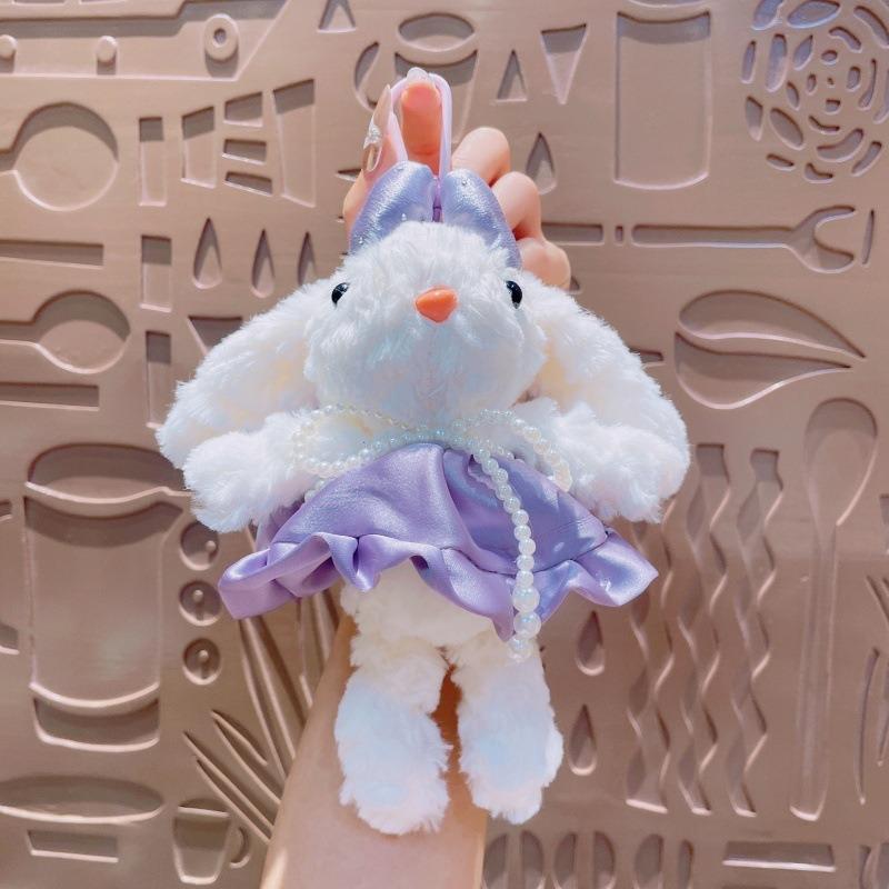 Cartoon Plush Princess Dress, Long-eared Rabbit Keychain, Cute Dress-up Rabbit Girl Bag Pendant