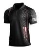 Patriotic Print Short Sleeve Polo Shirt, Casual Slim Fit, Great For Daily Wear