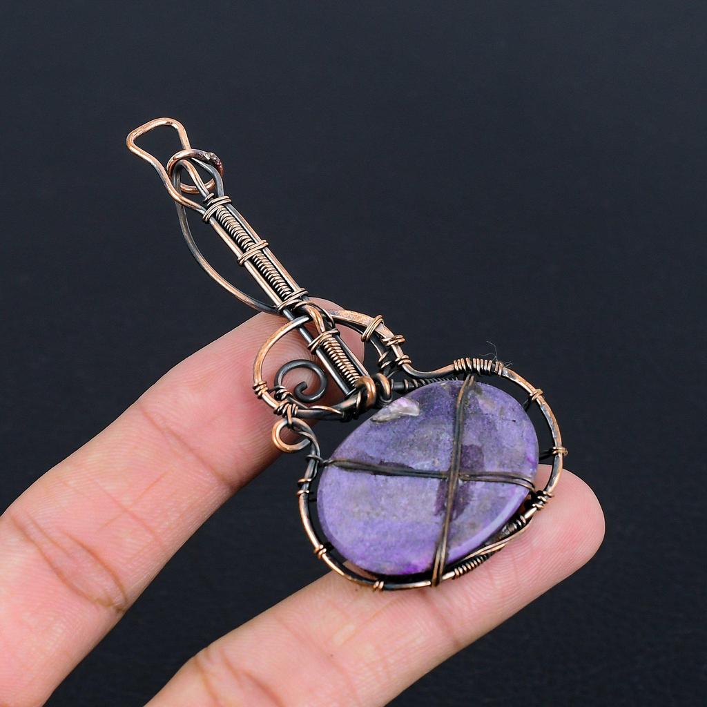 Purpurite Jewelry, 999 Copper Wire Wrapped Pendant Handmade Gemstone Jewelry, Gifts For Wife Brand New Pendant
