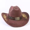 Popular European and American Classic Suede Western Cowboy Hat Men's and Women's Big Brim Embroidered Outdoor Sun Hat