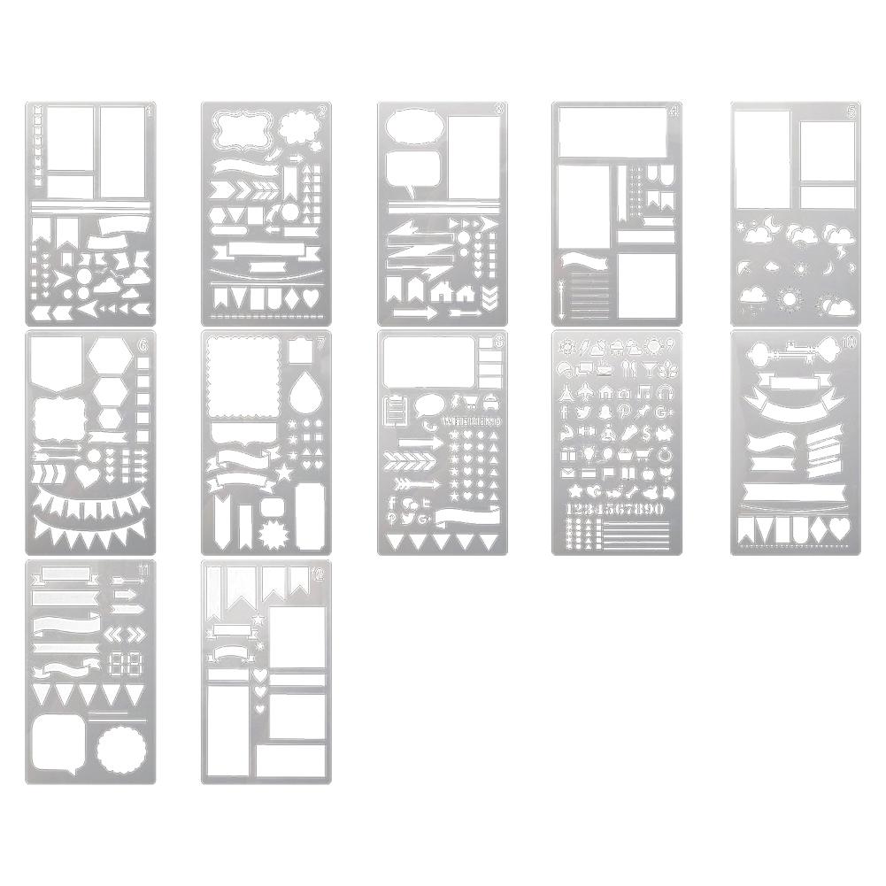 

A84E-Junk Journaling Stencil Set Template Geometry Shape Planner Stencil Scrapbooking Stencils For Painting And Decor
